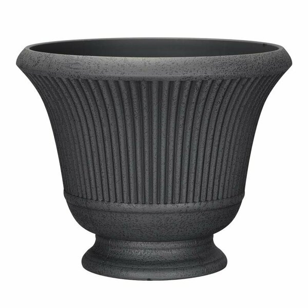 L&G Solutions 12.9 in. H X 16 in. D Polyresin Pedestal Urn Planter Charcoal PVE8016TKI